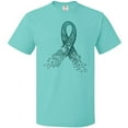 thumbnail image 3 of Inktastic Ovarian Cancer Awareness Teal Ribbon Made of Hearts T-Shirt, 3 of 5