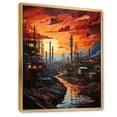 thumbnail image 2 of Designart "Oil Odyssey Orange Oil Rigs" Cityscapes Floater Framed Wall Art Print, 2 of 7