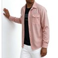 thumbnail image 5 of Stamzod Men's Button Down Shirt Jacket Casual Long Sleeve Shacket Spring Summer Textured Shirts with Pockets Pink C M, 5 of 8