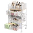 thumbnail image 1 of Organizador de carritos de maquillaje Hongtamoya con 4 cajones y ruedas, color blanco, 1 of 8
