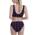 thumbnail image 3 of Daiia Purple Black Plaid printed 2 piece Swimsuit Bikinis for Women High Waisted Racerback Bathing Suits Summer Tummy Control Scoop Neck Swimwear-X-Large, 3 of 8