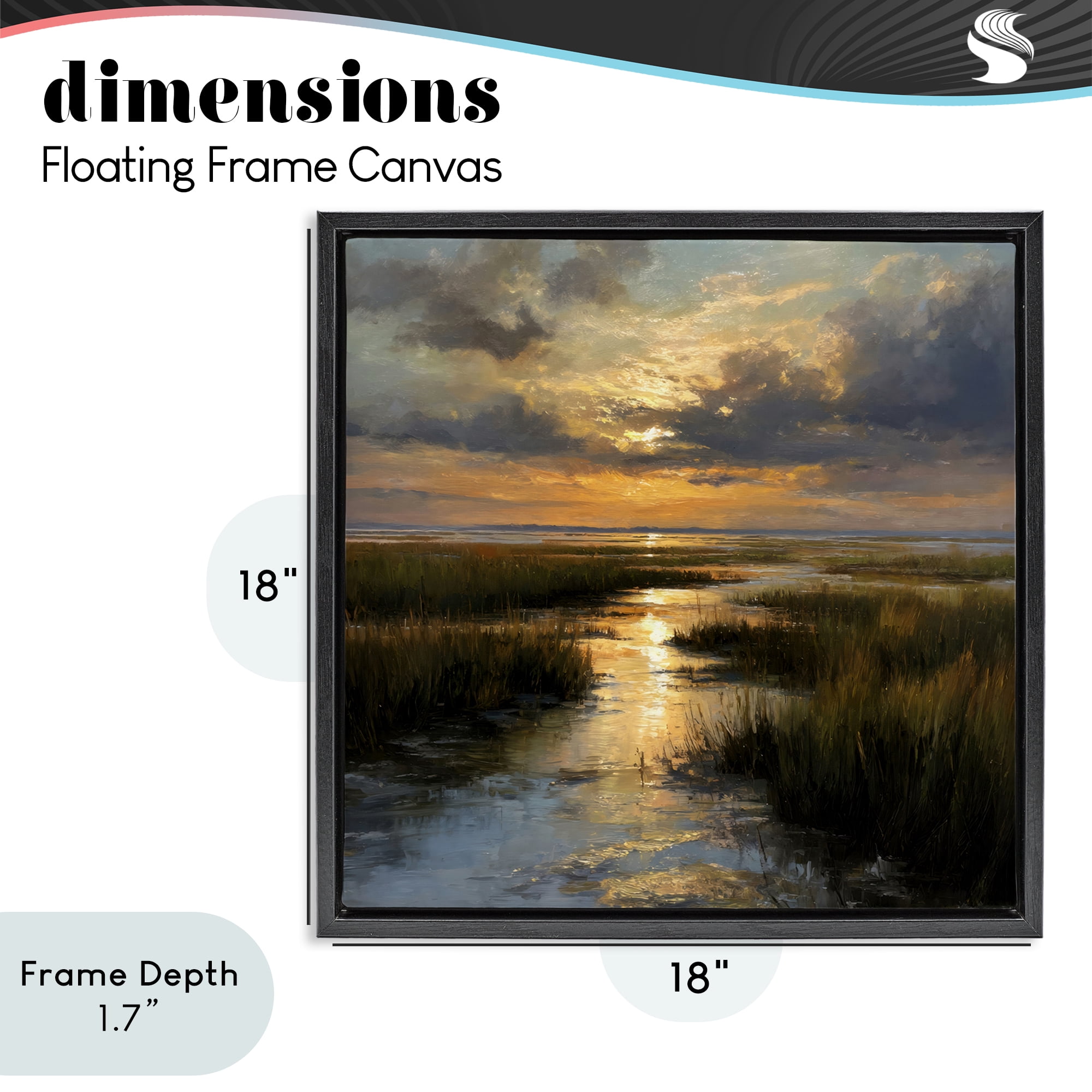 Stupell Industries Sunset Over Marshland Black Framed Floater Canvas Wall Art, design by Petal Prints Design