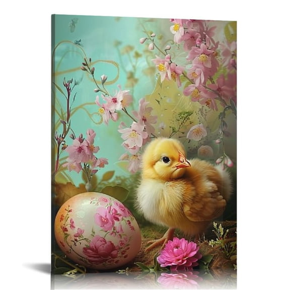 Awypu Happy Easter Poster Canvas Wall Art Easter Home Decor, Easter Eggs Wall Canvas Decoration Wall Poster - Canvas Wall Decor For Guys & Girls - Chicken Artwork For Walls, Room, Home