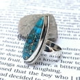 thumbnail image 3 of Exquisite Blue Copper Turquoise Ring â€“ Long Pear Full Finger Statement Ring, 3 of 10