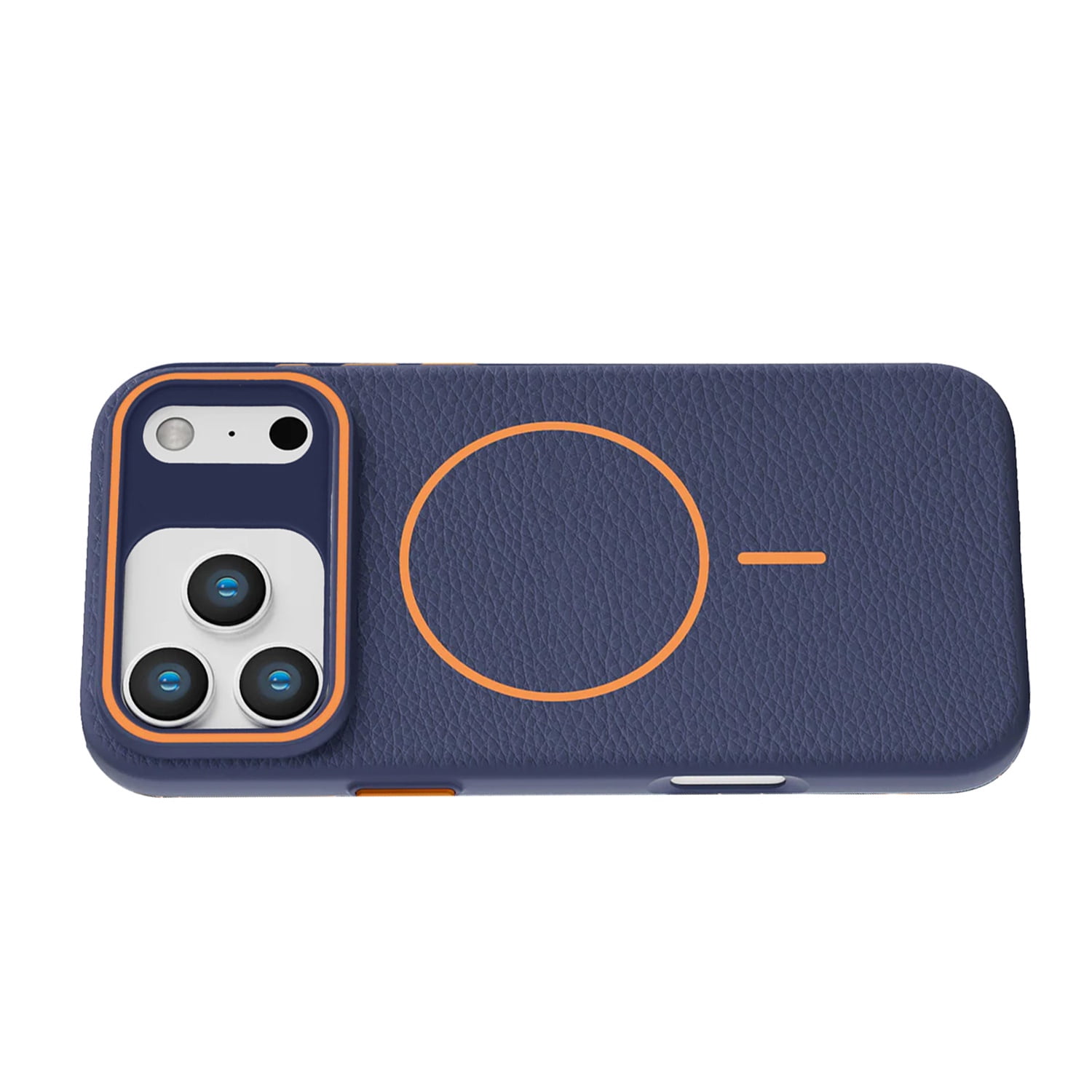 Classic Leather Magnetic Case for iPhone 17 Pro Max - Blue and Orange