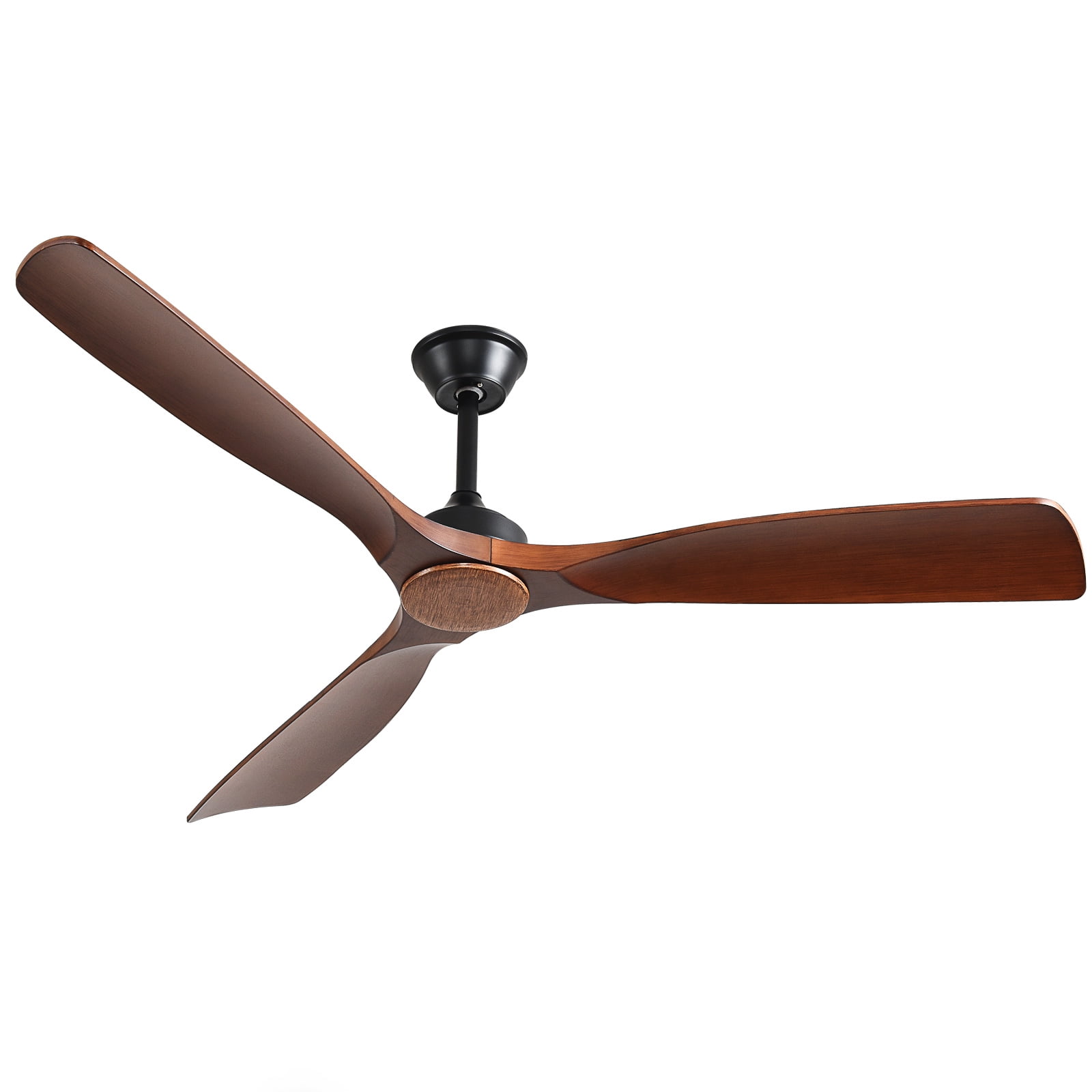 DingLiLighting Ceiling Fan Without Light: 52 Inch Walnut Ceiling Fan No Light Remote APP Control - 3 Blade Ceiling Fans for Indoor Outdoor Ultra Quiet DC Motor Reversible 6 Speed Timer