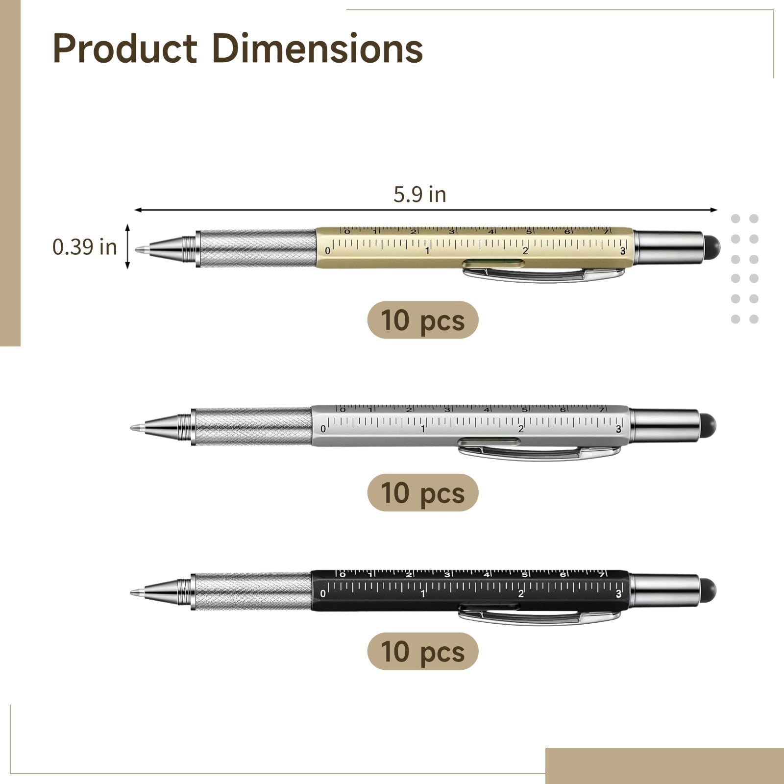 Multi Tool Pens, 30 Pack Pen Multitool with Screwdriver, Ruler, Level Gauge, Ballpoint, Stylus, 6-in-1 Multi Use Pen