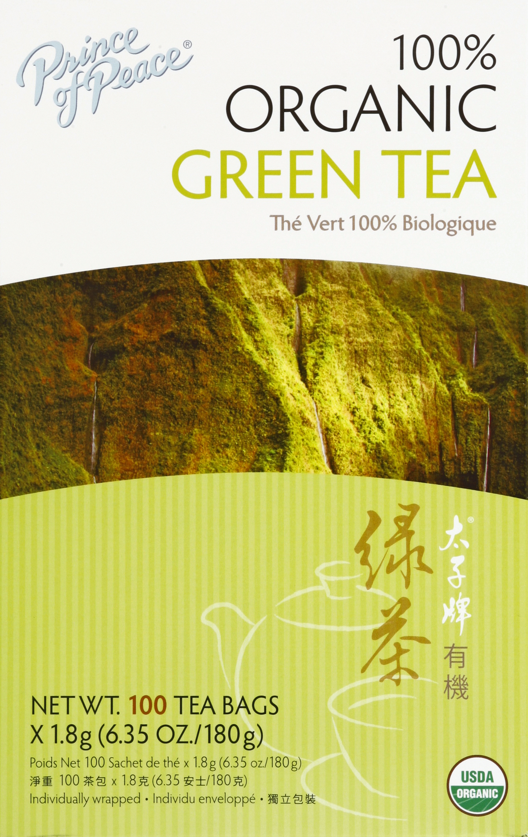 Prince of Peace Organic Green Tea 100 bags (Pack Of 6)