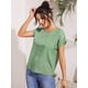 thumbnail image 3 of Blusa Floerns de manga corta para mujer, casual de negocios, color verde S, 3 of 6