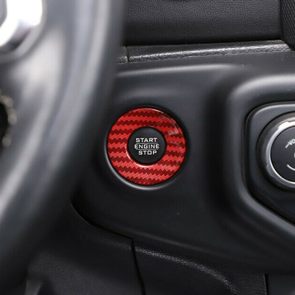 Red Carbon Fiber ABS Engine Start Stop Button Trim For Jeep Wrangler JL JT 2018+