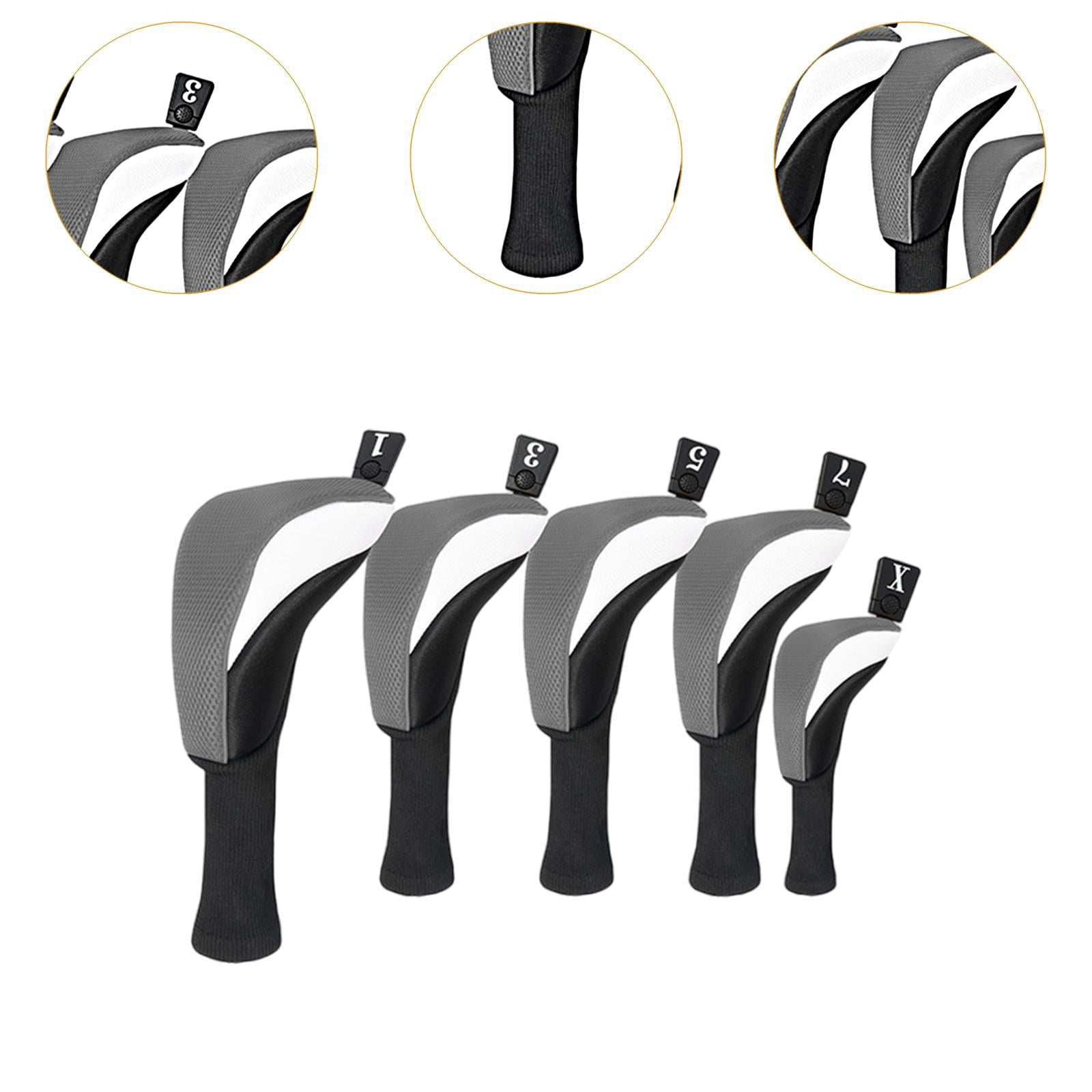 Baoblaze 5 Pieces Golf covers Golf Club Head Cover for Men Women Golfer Gift Gray