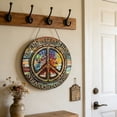 thumbnail image 6 of AURIGATE Peace Sign Acrylic Hanging Ornament, 5.9 Inch Stained Glass Style Sun Catcher with Hemp Rope for Wall Window Home Decor, 6 of 7