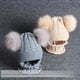 thumbnail image 3 of Gorro de lana para niños, conjunto de bufanda y gorro de punto con doble bola y piel de mapache sintética, 3 of 4