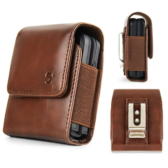 Luxmo Belt Holster for Motorola RAZR 2023, Vertical Waterproof Rugged Nylon Protective Phone Carrying Clip Case Pouch (Fits with Cases) - Brown