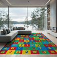 thumbnail image 2 of ODIKA 8'x10' Washable Area Rug Durable, Non-Slip Alphabet Letter Abc Chart Teaching Creatures Classroom Large for Living Room, Under Sectional, Family, 2 of 4