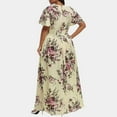 thumbnail image 4 of Ketyyh-chn99 Robes Femmes 2024 Robe d'Été Robe Extensible Encolure Carrée Plissée Évasée Boho Robe d'Été Jaune,4TG, 4 of 5