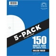 5Pack Filler Paper, 150 Sheets, College Ruled, 10.5" x 8