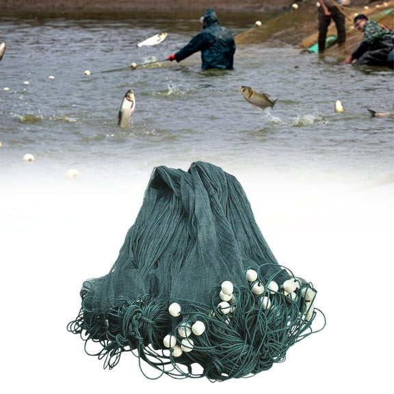 2x10m Polyethylene Fishing Gill Nets Green Iron Beach Seine Drag Nets Float Bobbers Lead Sinker