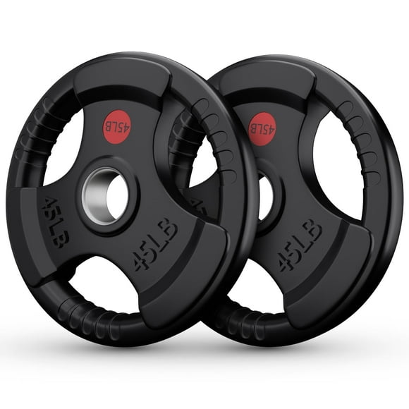 GIKPAL 90lbs Weight Plates 2 Inch Rubber Coated Olympic Weight Plate for Strength Training & Weightlifting in Home Gym, Solid Cast Iron Weight Plates for Barbell
