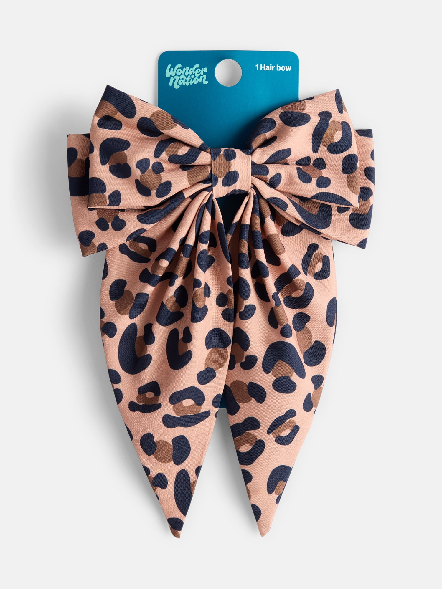 Wonder Nation Girls Large Hair Bow, Cheetah Print