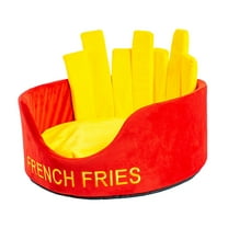 French Fries/Hamburger Shaped Cat Bed Basket Cozy Kitten Lounger Cushion Soft Small Dog Mat Cats Cave Beds - French Fries