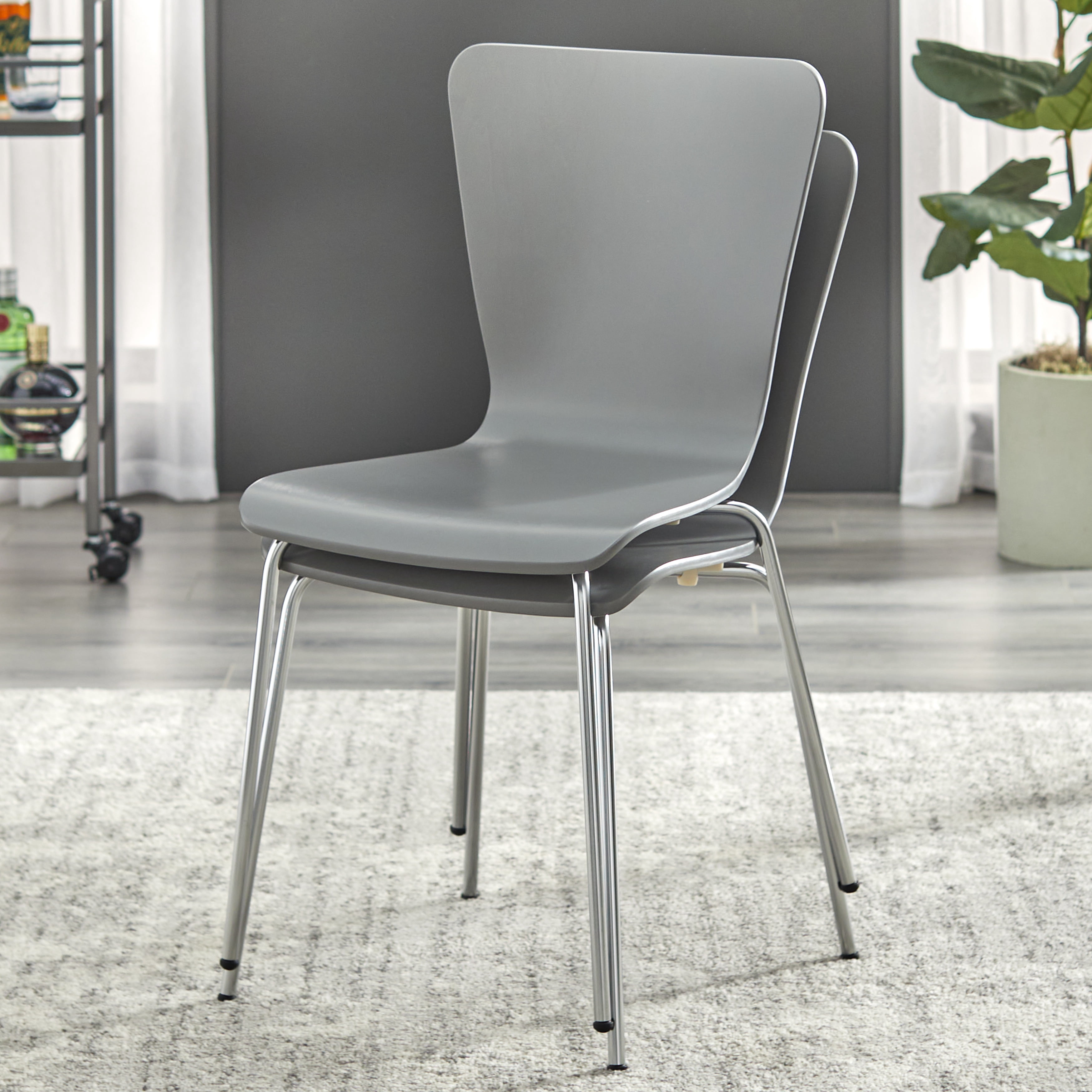 TMS Pisa Indoor Bentwood Dining Chair, Set of 2, Charcoal Gray
