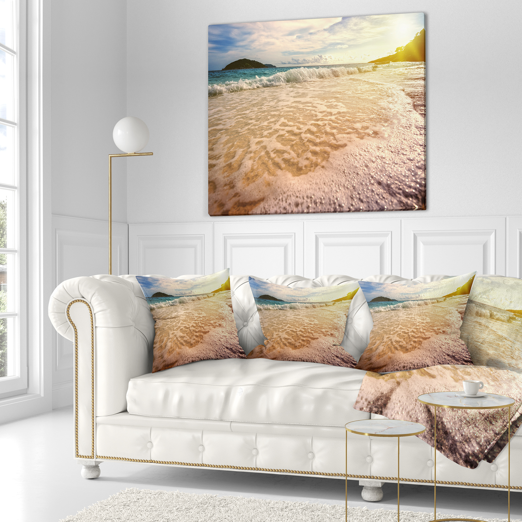 Designart Vintage Style Beach at Similan Park - Seashore Throw Pillow - 18x18