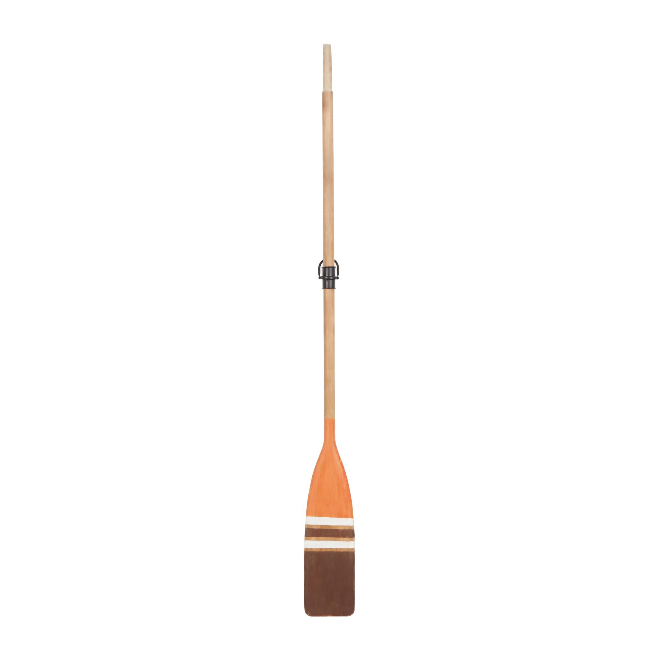 DecMode Brown Wood Novelty Canoe Oar Paddle Wall Decor with Arrow and Stripe Patterns