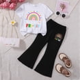 thumbnail image 2 of TOWED22 Girls Summer Clothes Outfit Sweet 2Pcs Casual Set Tied Shoulder Tee High Waist Flare Pants A,3-4 Y, 2 of 3