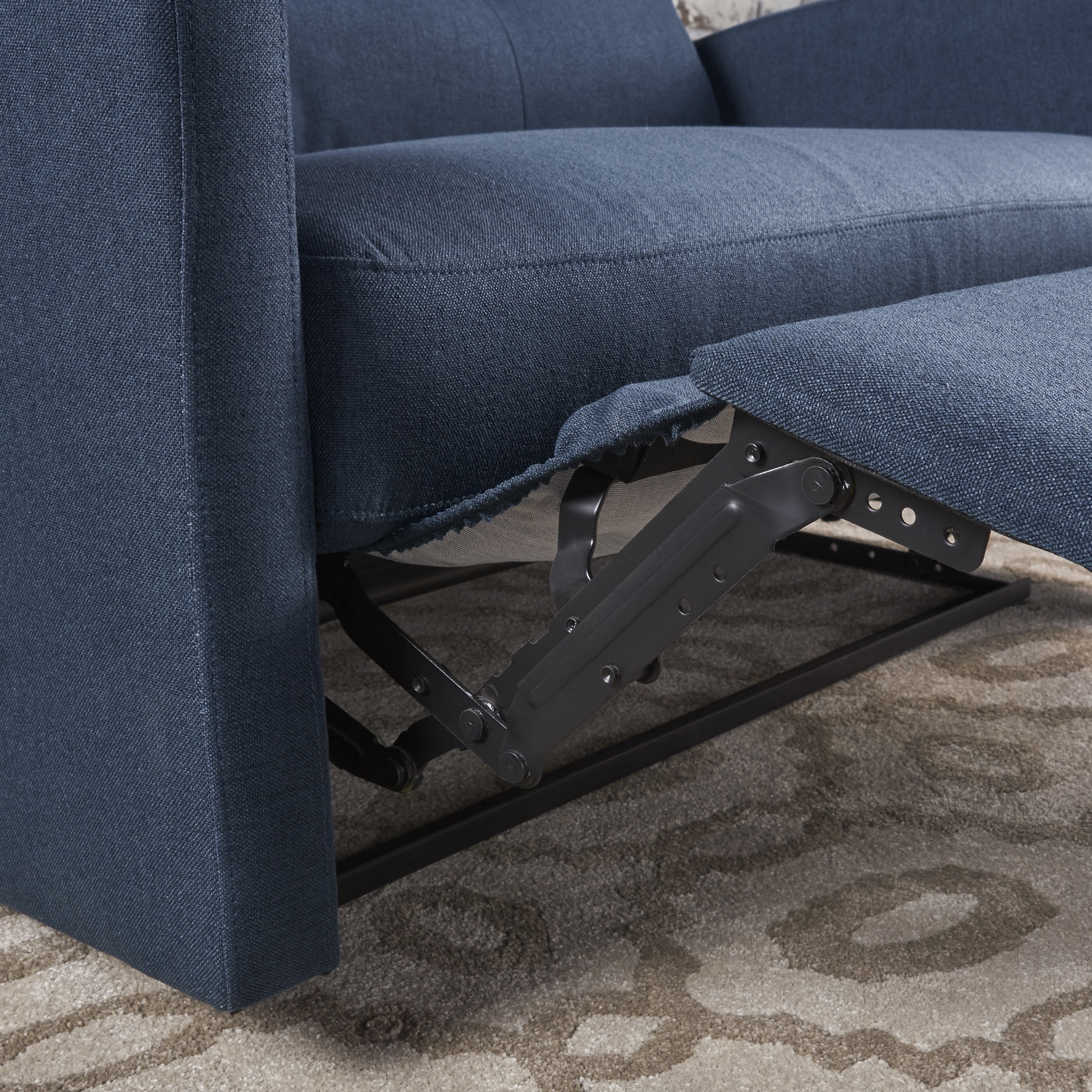 GDF Studio Alma Contemporary Upholstered Loveseat Recliner, Navy Blue Fabric