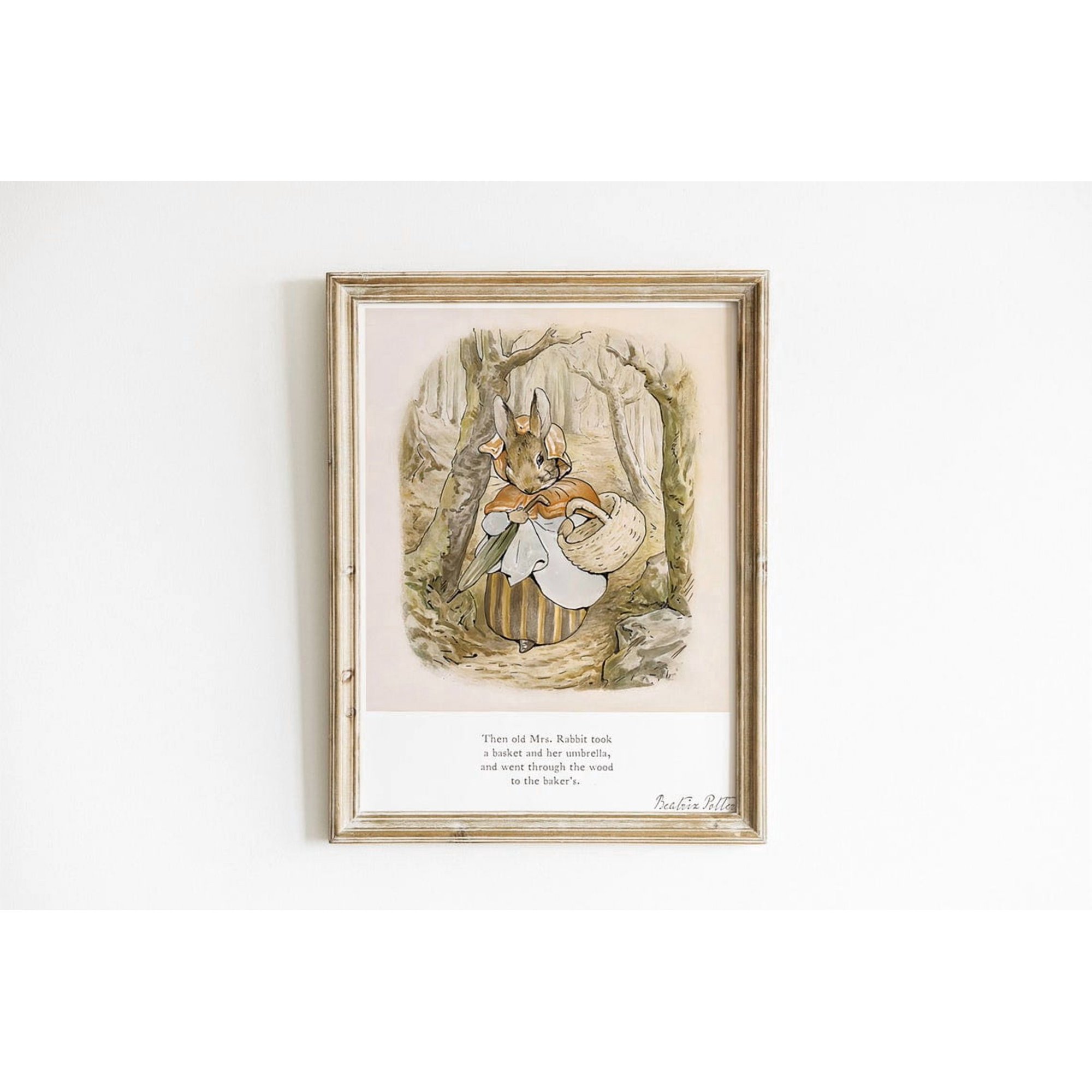 Mrs Rabbit Bakery Wall Art Print Beatrix Potter Vintage Nursery Illustration
