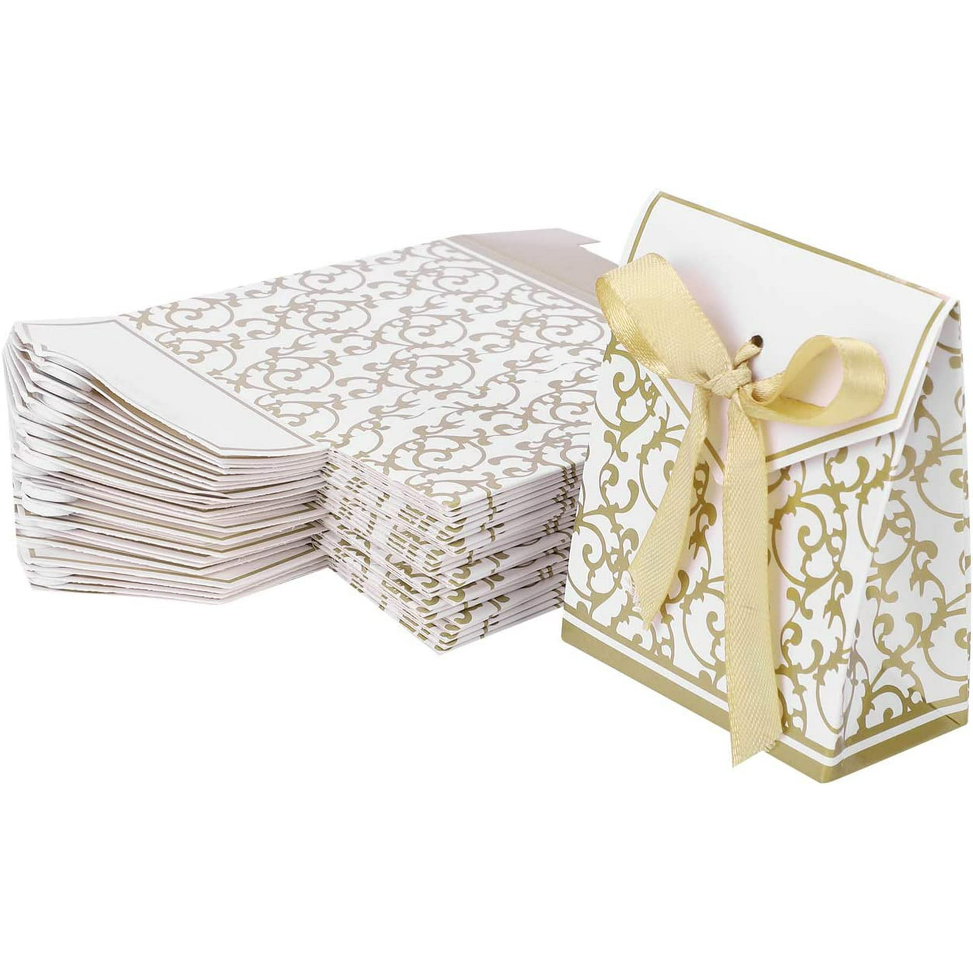 50Pack Small Gift Bags Party Favor Boxes Treat Bag Candy Bags Sweet Gift Box Wedding Party Bags Present Packing Bag with Ribbon Flap for Cookies Chocolate Jewelry Craft 6.5x3.5x8cm Walmart