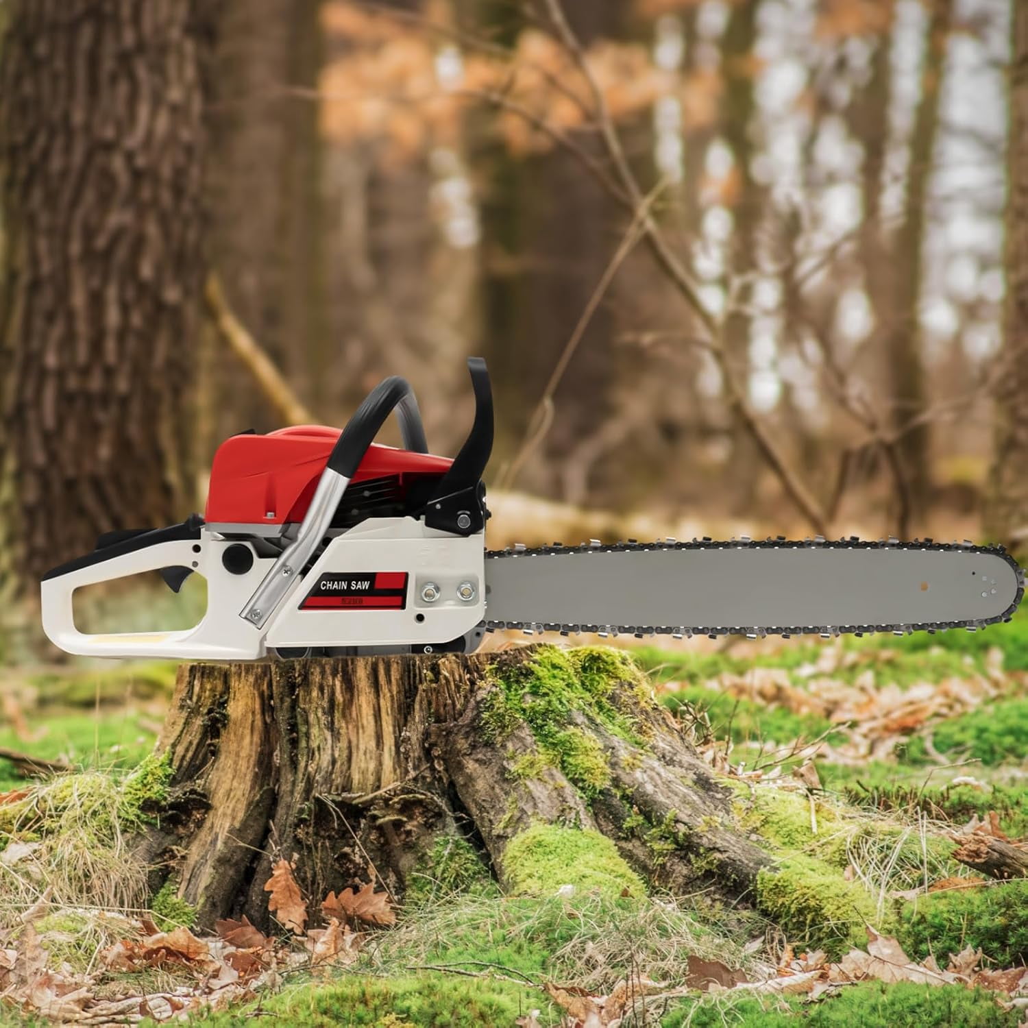 Gasoline Chain Saw 62CC 20-inch Saw Chain, Cutting Tool, EfficientWood Cutting, Logging And Ranch, Farm Durable Design, Silent Design Safe To Use,Shockproof Handle