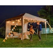 Quictent Privacy 10x10 EZ Pop up Canopy Tent with Mesh Windows and Sidewalls, Beige