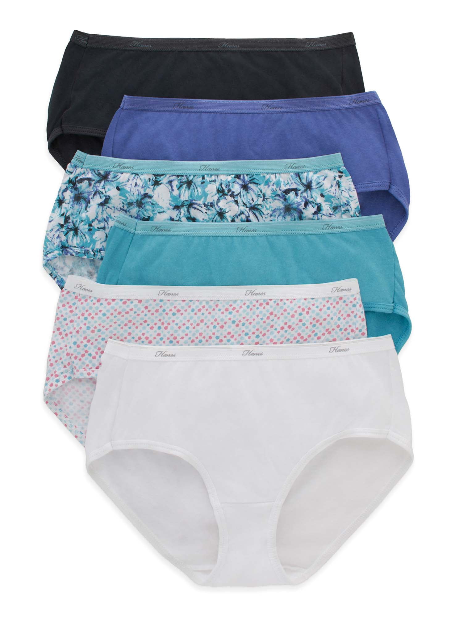 Hanes Cool ComfortÂ® Women's Cotton Low Rise Brief Panties 6-Pack Assorted 5  - Walmart.com