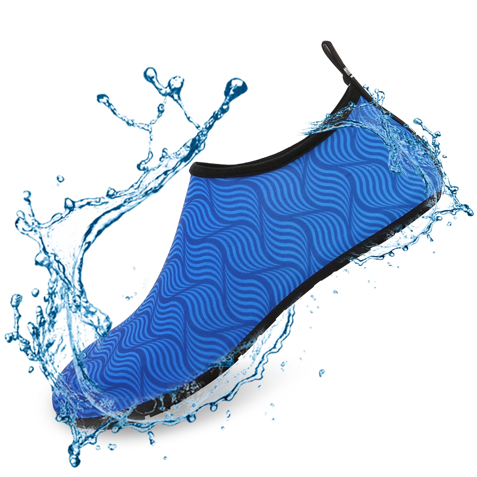 Men and Women a Slip On Barefoot Quick-Dry Beach Aqua Yoga Water Shoes (Multi wave/Blue, 9.5-10.5 Women/8.5-9 Men)