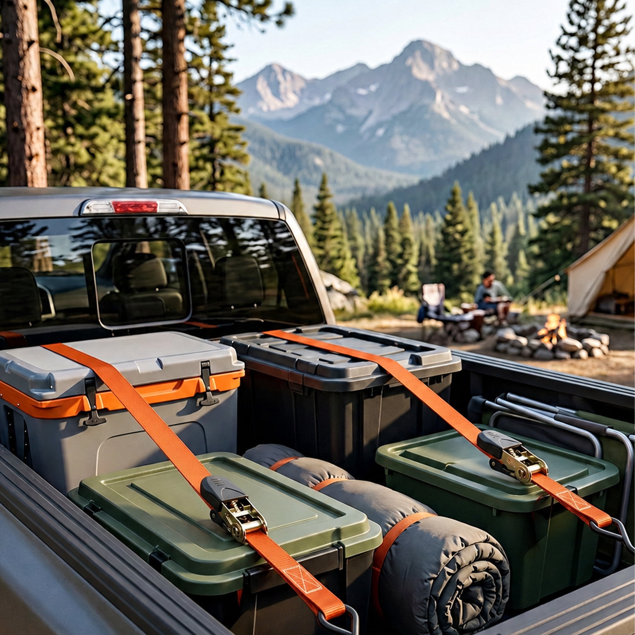 Ozark Trail 10-Ft Ratchet Tie Down Straps, 2-Pack, 400 lb WLL, Brick Orange