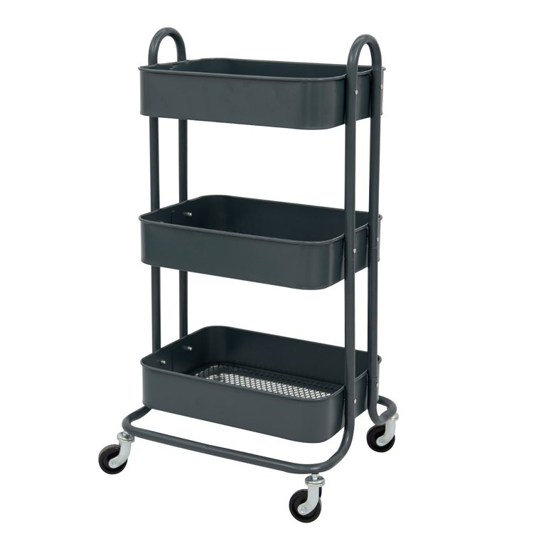 LKFDFIA Utility Carts with Wheels, 3-Tier Rolling Cart 510 LBS Capacity  Heavy Duty Food Cart with Lockable Wheels and Rubber Hammer for Warehouse