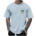thumbnail image 2 of Fnnxeal Men's Oversized Palm Tree Graphic Tee, Light Blue, L - Stretchy Polyester-Spandex, Casual Beach Vacation T-Shirt, Quick-Drying, 2 of 4