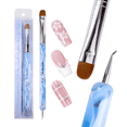 thumbnail image 7 of Ivy L Premium 2 Way French Manicure Gel Nail Brush and Dotting Tool - Blue and White Marble Acrylic Handle - Size 18, 7 of 7