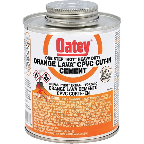 Oatey CPVC Heavy Duty Orange Lava Cement - Medium Strength - 8 Oz, Orange