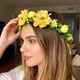thumbnail image 4 of Corona de flores de Pascua | Accesorio para el cabello con rosas artificiales y hojas verdes | Cinta ajustable | Ideal para fiestas, bodas, festividades, fotografía y uso diario | Rosa vibrante,, 4 of 6