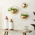 thumbnail image 3 of DecMode 15", 13", 10"H Round Gold Metal Geometric Wall Planter (3 Count), 3 of 12