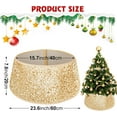 thumbnail image 2 of Christmas Tree Collar, Gold Sequin Xmas Tree Collar for Artificial Trees, 23.6 Inch Christmas Tree Skirt, Tree Stand Base Cover, Tree Base Box, Holiday Home Decor Tree Ring, 2 of 7