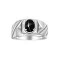 thumbnail image 1 of RYLOS Men's Rings Sterling Silver Rings Classic Designer Style 8X6MM Oval Gemstone & Diamond Ring Black Star Sapphire Birthstone Rings For Men Size 9, 1 of 6