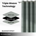 thumbnail image 4 of Casableu Herringbone Polyester Eyelets (Steel) Blackout Curtains with Tie Back, Bedroom Living Room (2, Tex Grey, 9 Feet), 4 of 6