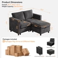 thumbnail image 3 of Modular Sectional Loveseat Sofa with Storage, Comfy Office L Shaped Sofa Couch, Chenille Love Seat Modular Sectional Couch with Movable Ottoman for Living Room, Bedroom,Dark Grey, 3 of 6