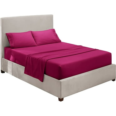 Queen Size Sheets - 4 Piece Bed Sheet Set, Hotel Luxury Double Brushed Bed Sheets - Extra Soft Bedding Sheets & Pillowcases, Queen, Magenta