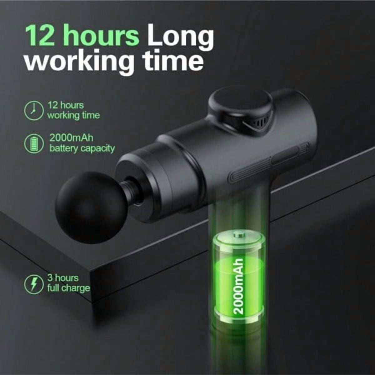 Olurrisa Percussion Massage Gun for Recovery, Deep Tissue Muscle Massager with 8 Heads & Adjustable Speed, Black