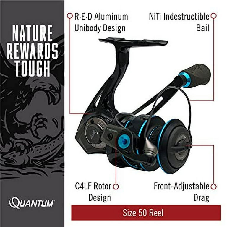 Quantum Smoke Saltwater Spinning Fishing Reel, Size 50 Reel, Changeable  Right- or Left-Hand Retrieve, Continuous Anti-Reverse Clutch with NiTi  Indestructible Bail, SCR Alloy Frame, Black 